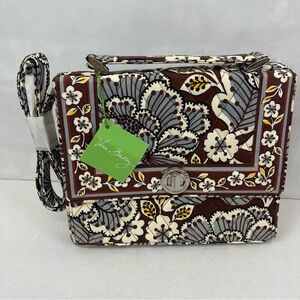 Vera Bradley Julia Crossbody Bag Slate Blooms Floral Quilted Cotton NEW